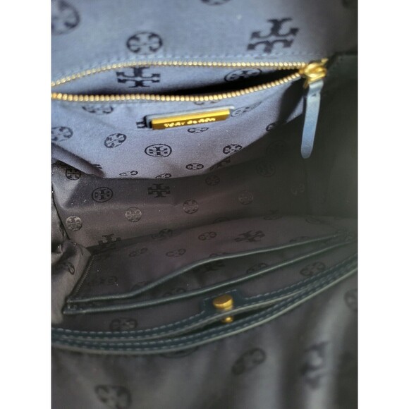 Tory Burch Croc-Embossed Navy Blue Leather Mini Backpack 495$ main image 6